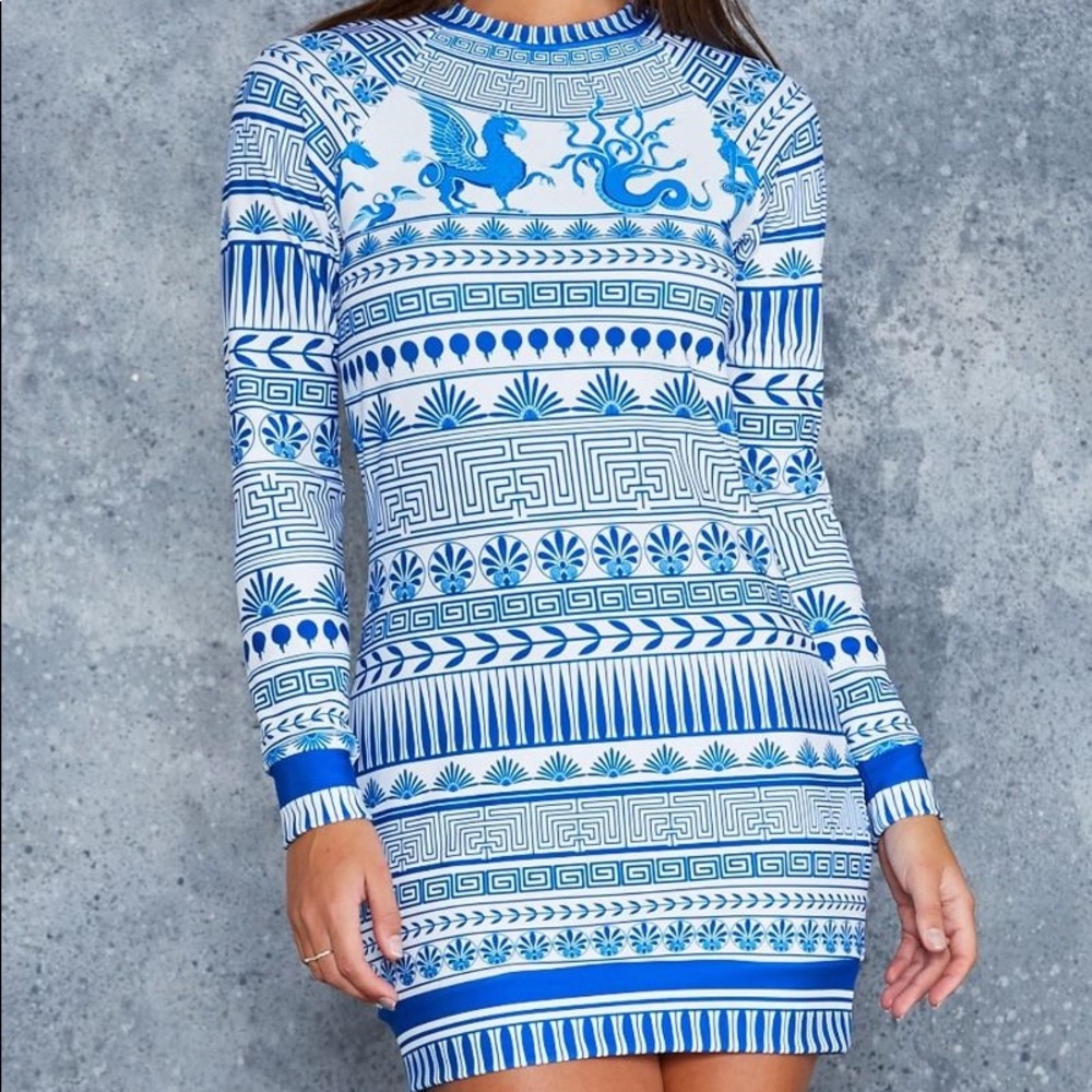 Olympic blue Greek black milk dress